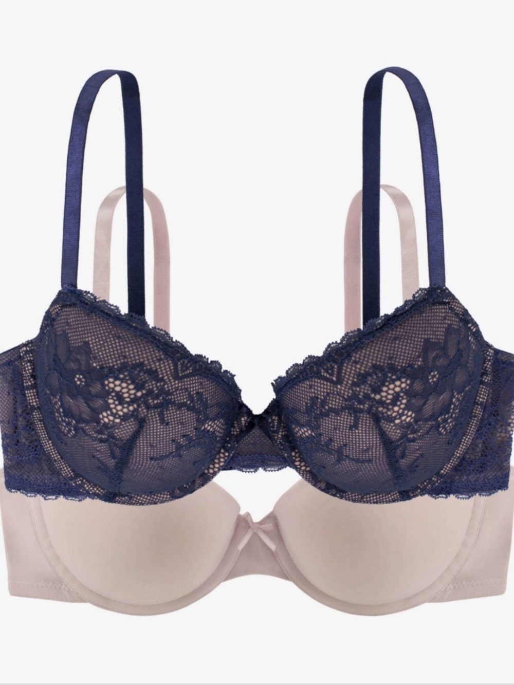 Dorina Women's Chloe Lightly Padded 2-Piece Bra Set – Navy Blue & Beige – NWT